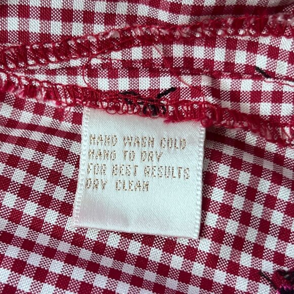 Vtg Womens L Red Gingham Western Sleeveless Silk Shirt Floral Detail by E.P. Pro - Picture 6 of 11